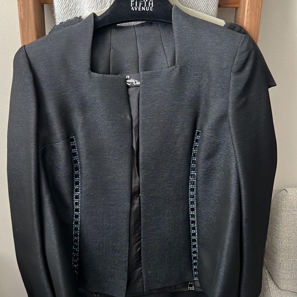 Lourdes Chavez Black Sheath Midi Dress w/Flutter Cap Sleeves, Gorgeous! S/M